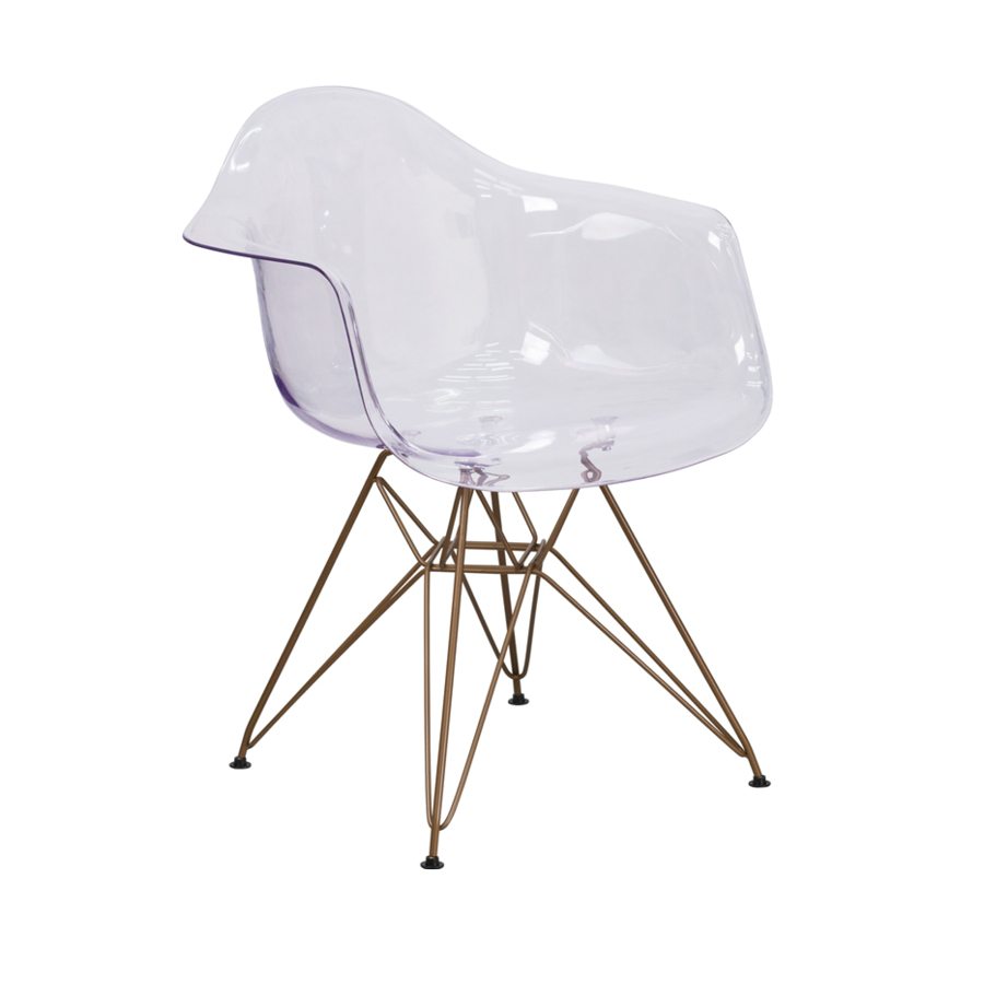 Transparent Side Chair with Gold Frame