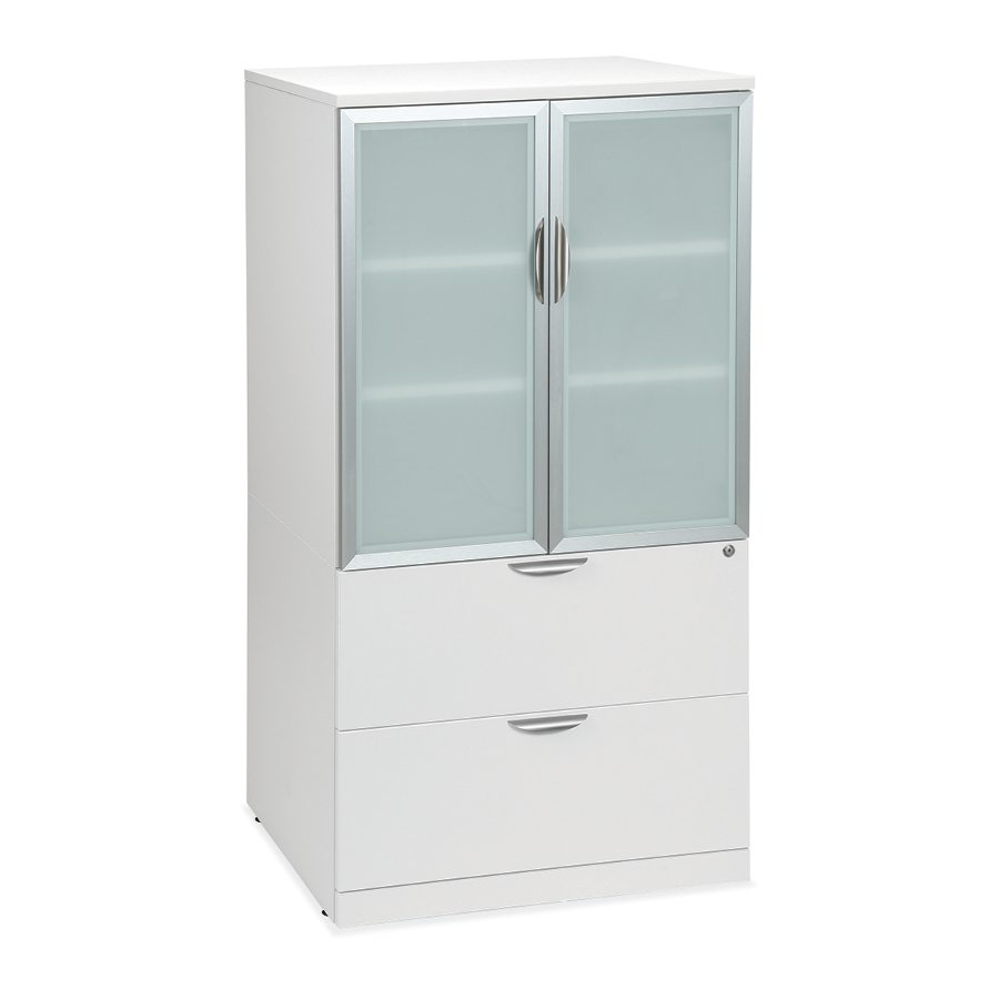 Glass Door Storage Cabinet with Lateral File Base - 7 Colors!