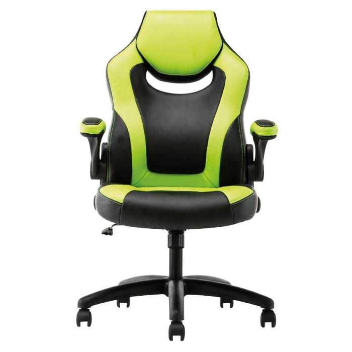 Racing Style Gaming Chair with FlipUp Arms Green McAleer's Office