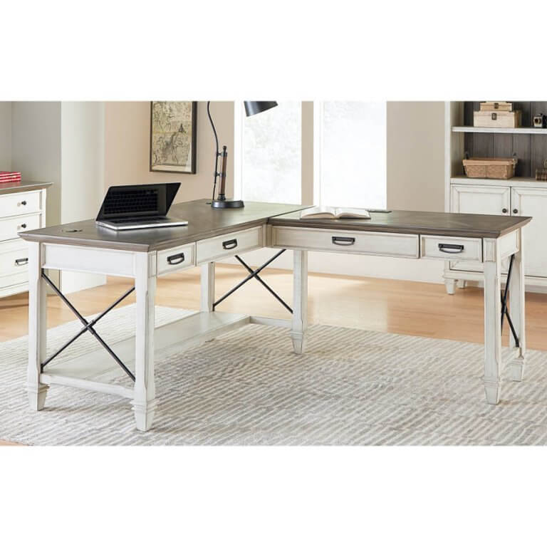 Hartford White Open LShaped Desk McAleer's Office Furniture, Mobile, AL