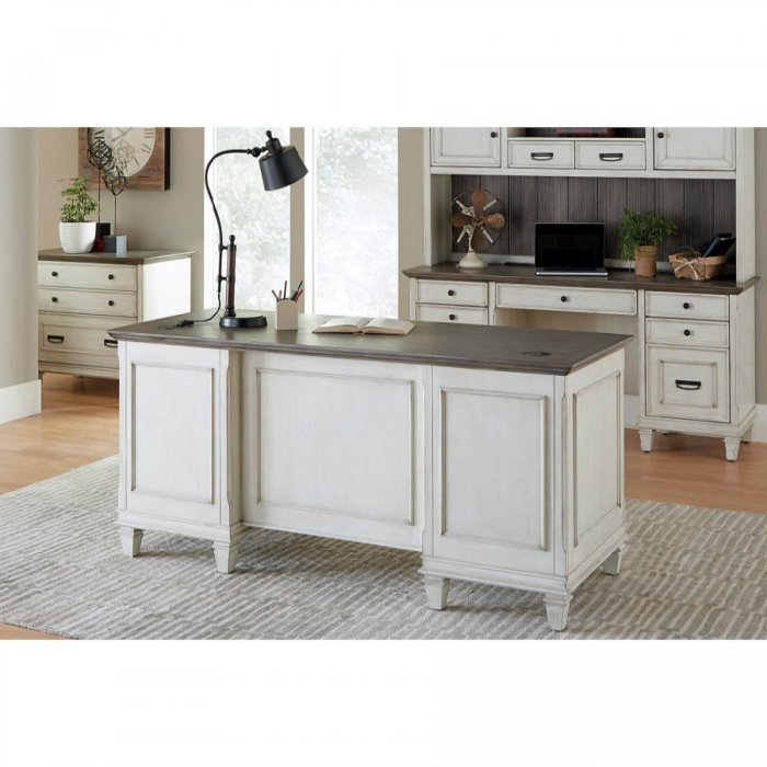 Hartford White Double Pedestal Desk McAleer's Office Furniture