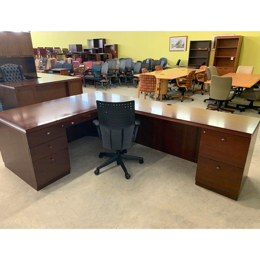 Used Wood Veneer L Shaped Desks Mcaleer S Office Furniture