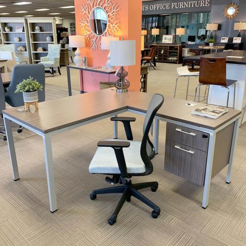 L Shaped Desk With Pedestal Mcaleers Office Furniture Mobile Al