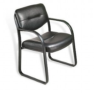 Sled Base Side Chair, Black Leather
