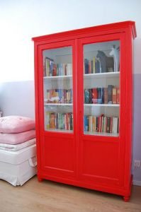 Bookcase painted red